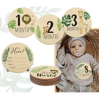 7PCS Newborn Photography Props Wooden Monthly Milestone Cards Baby Shower Gifts for Boys and Girls Photography Accessories 2