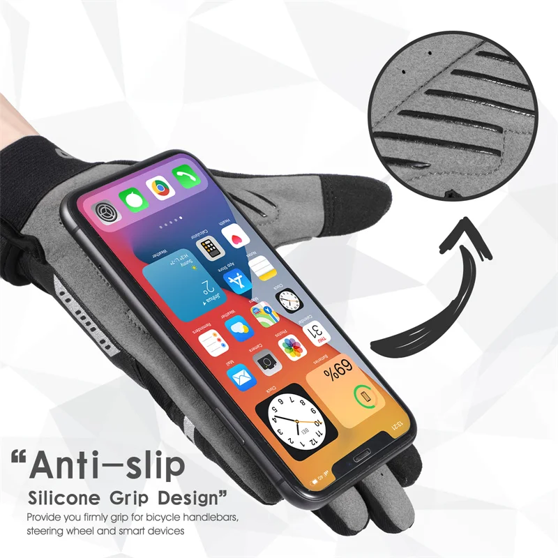 WEST BIKING Mountain Bike Full Finger Glove Non-slip Shockproof Touch Glove Golf Cycling Crossfit Motorcycle Mitts Spring Autumn 3