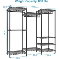 VIPEK V5 Portable Closet Wardrobe Heavy Duty Clothes Rack Freestanding Clothing Rack with 4 Hang Rods & 8 Shelves 5