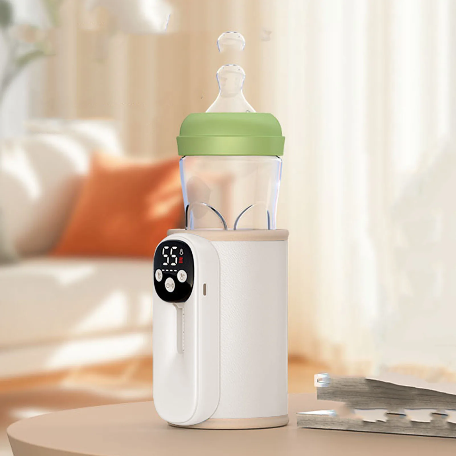 Portable Bottle Warmer LED Display 11 Temperature Settings Rechargeable Fast Milk Warmer with Night Light Memory Function