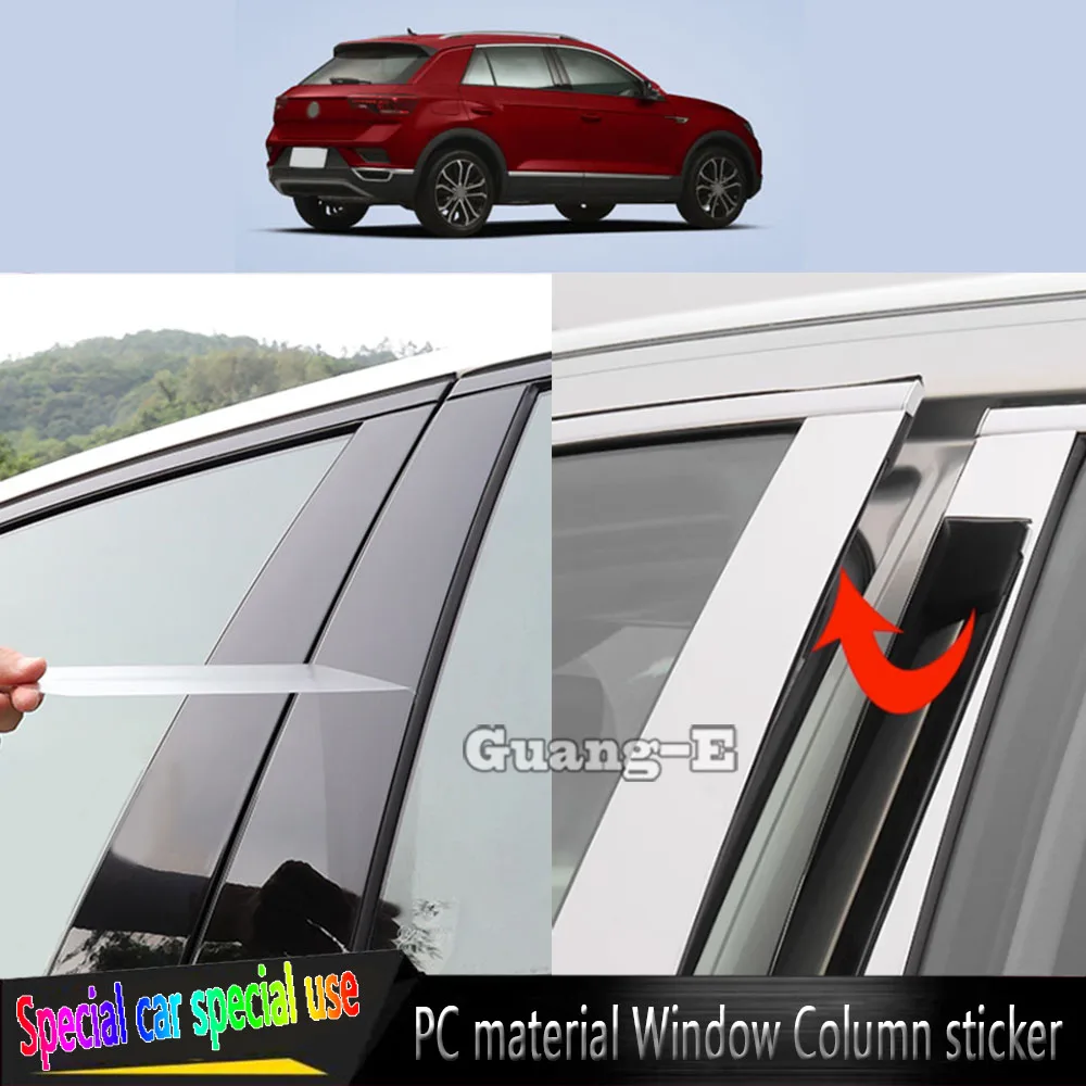 Per Volkswagen Vw Troc T-Roc 2018 2019 2020 2021-2023 Car Tpu/Glossy Mirror Post Cover Door Trim Window Molding Stickers 6 Pz