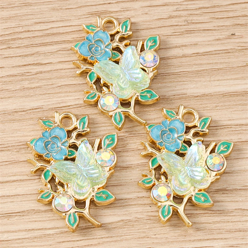 10 Stück 20 x 25 mm niedliche Emaille-Blumenanhänger für die Schmuckherstellung, Ohrringe, Halsketten, Armbänder, DIY-Bastelzubehör – Detail 4