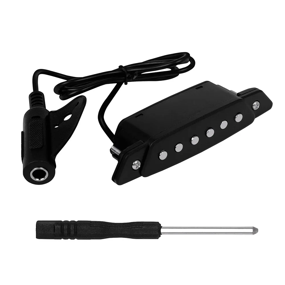 Pastilla con orificio para sonido de guitarra, accesorios de cable de conexión con destornillador, pastilla de guitarra magnética para piezas de guitarra acústica clásica