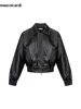 Mauroicardi Spring Autumn Cool Oversized Short Black Soft Pu Leather Jacket Men Zipper Luxury Designer American Vintage Clothes 3