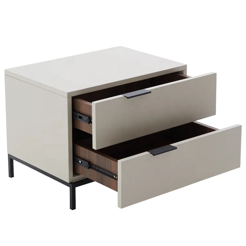 

custom，Modern Bedroom Furniture MDF Bedside Table Nightstands with Drawers Light Gray Customized