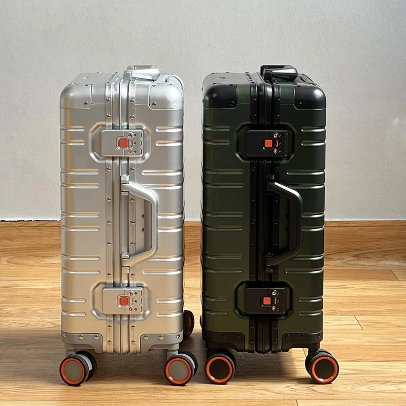 High Quality Senior Travel Luggage 100% Aluminum-magnesium Alloy Material 20/24/26/28 Size Spinner Brand Travel Suitcase