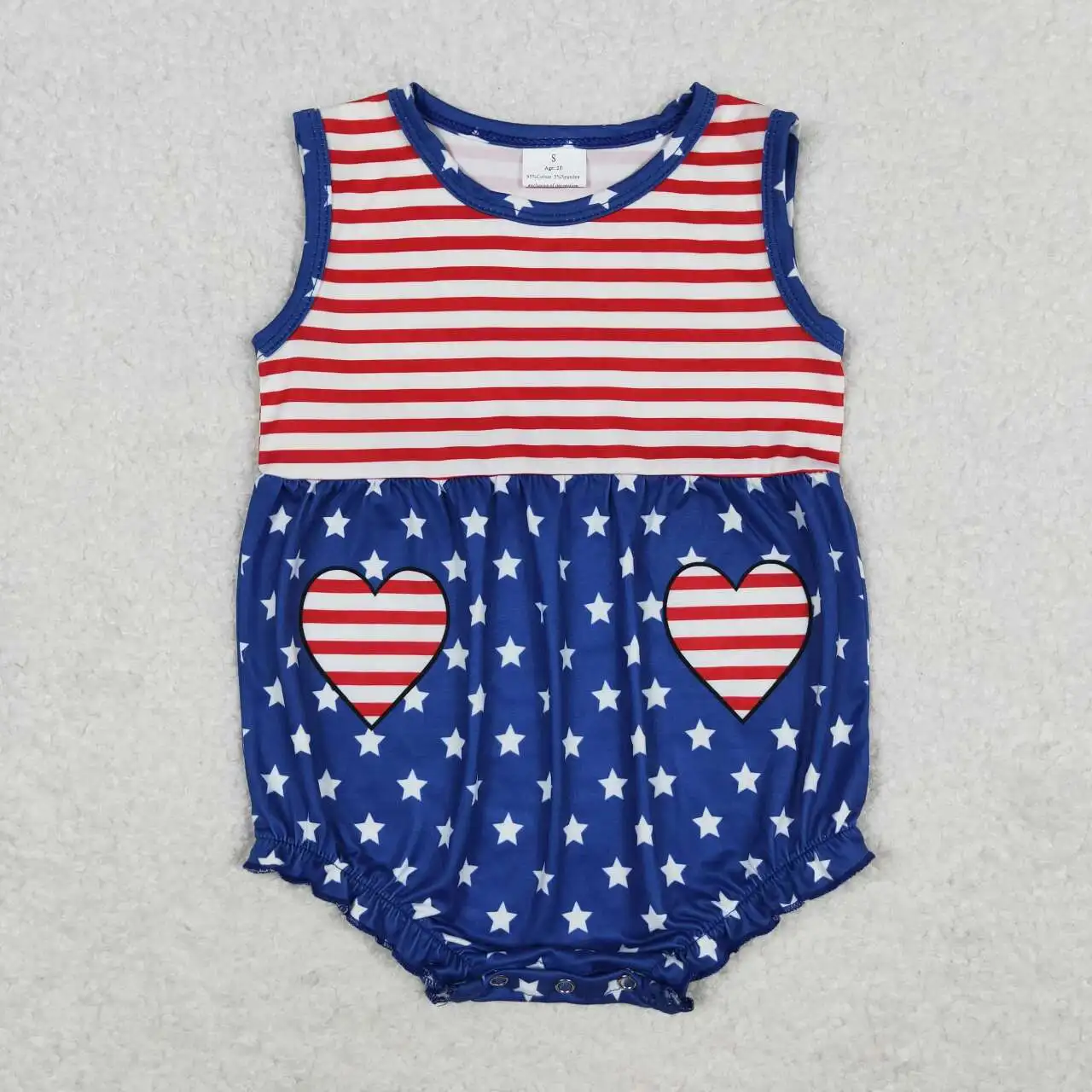 

Infant girls blue stars Rompers Clothing Newborn boutique wholesale baby kids cute bubble Sleeveless summer onesie hot sale
