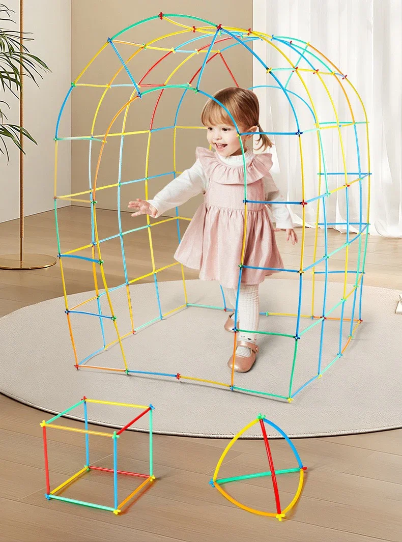 4D Straw Construction Building blocks Toys Kids DIY plastic indoor&outdoor puzzle toys Assembling toys creative birthday gifts