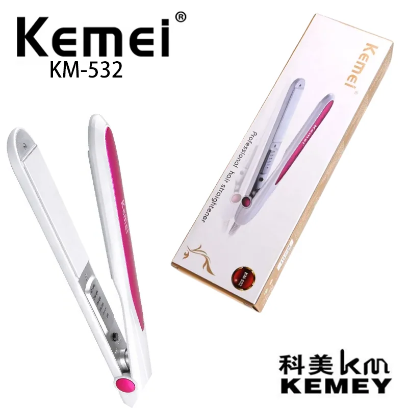 Kemei KM-532 Factory Direct Sales Aluminum Lcd Digital Display Professional Salon Hair Straightener factory direct besdata hd otoscope digital medical otoscopio rinoscopio ent endoscope