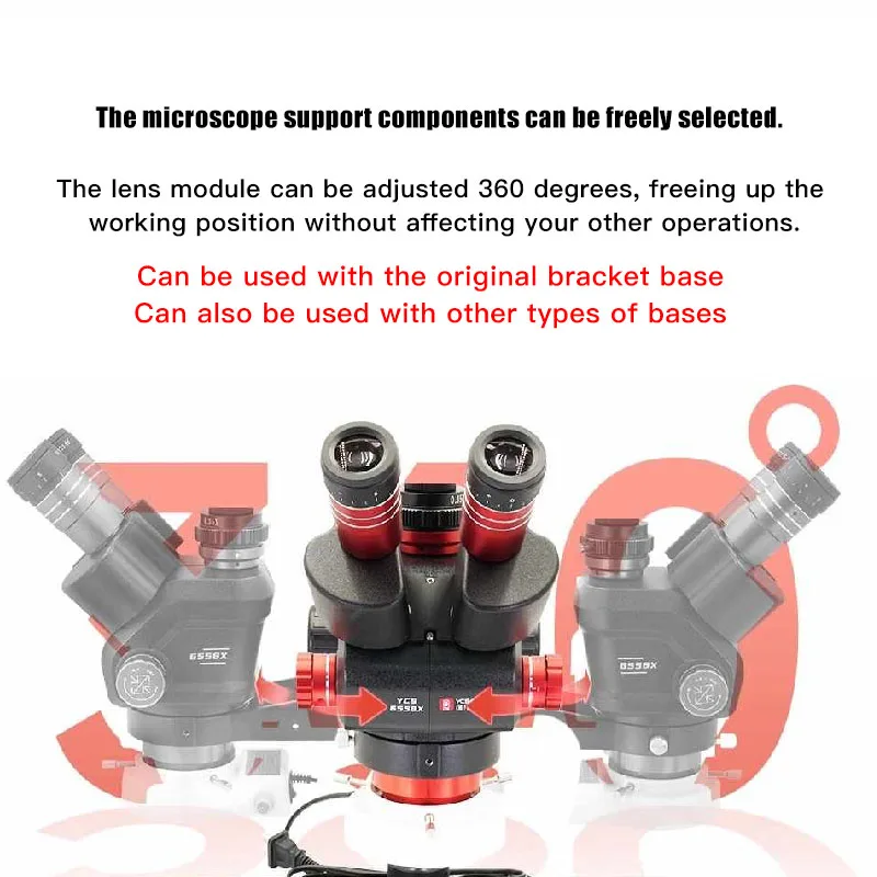 YCS HD 삼안 현미경 10x23 6.5x-75x 휴대 전화 PCB 납땜 6558-6575 시리즈 4k 카메라 LED 광원
