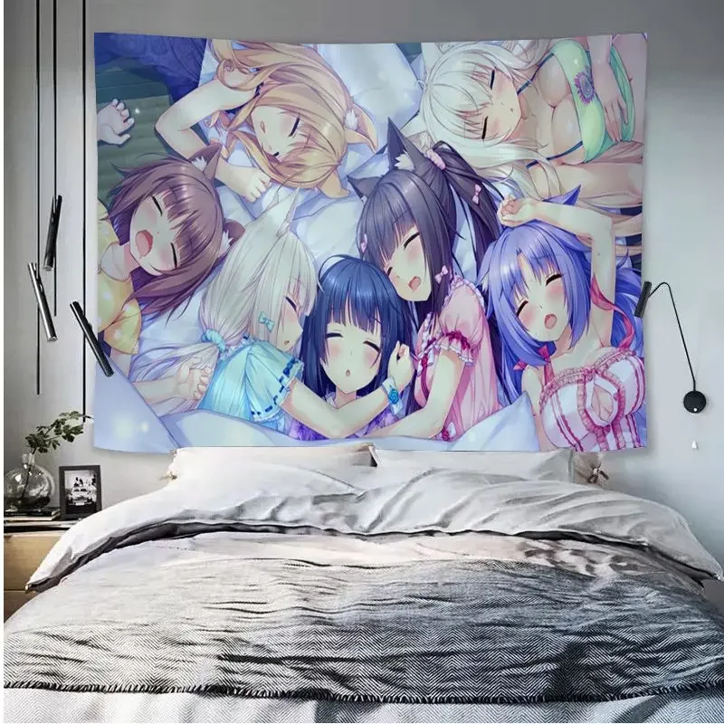 Tapestry Decor Anime Wall Decor Wall Flag Decor Cute Anime Girls Tapestry Japanese Style Art Sci Fi Room Home Decor Decorative Wall Hanging Blanket Bedroom Living Room Dorm