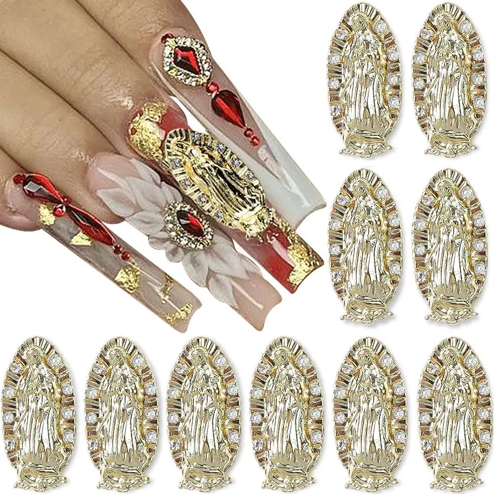 10pcs 3D Virgin Mary Nail Art Charms San Judas Nails Gold Nail Jewels for  Acrylic Nails Alloy Jesus Christ Supplies Nail Designs - AliExpress