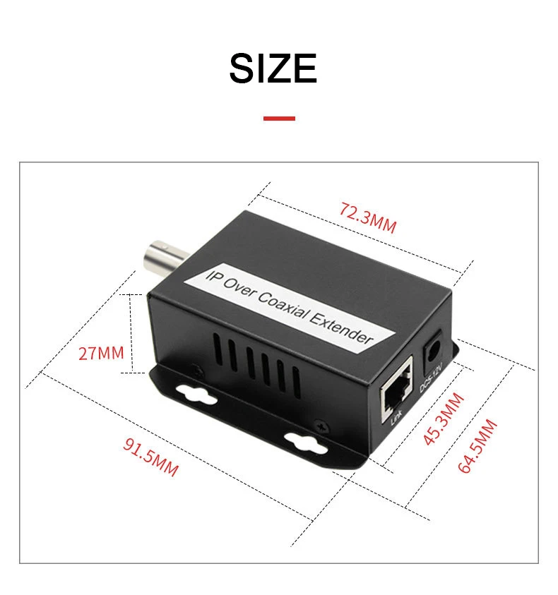 IP Network  to Coaxial Extender Transfer from Net Cable Transmission to Coax Line 500M Ethernet Converter for CCTV 4
