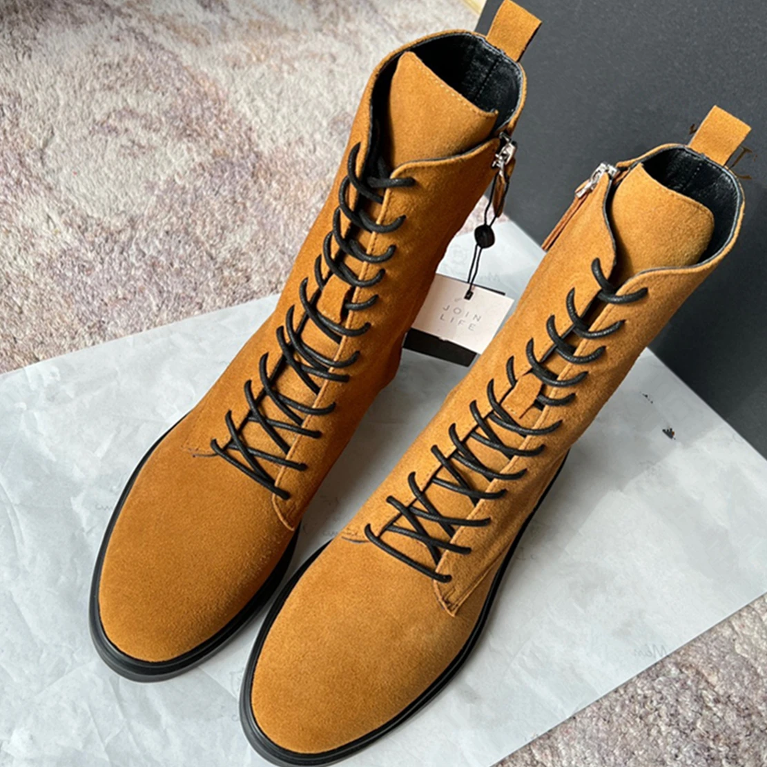 Withered British Retro Pointed Strap Leather Boots Women Fashion Ladies Motorcycle Cowhide Ankle  Boots