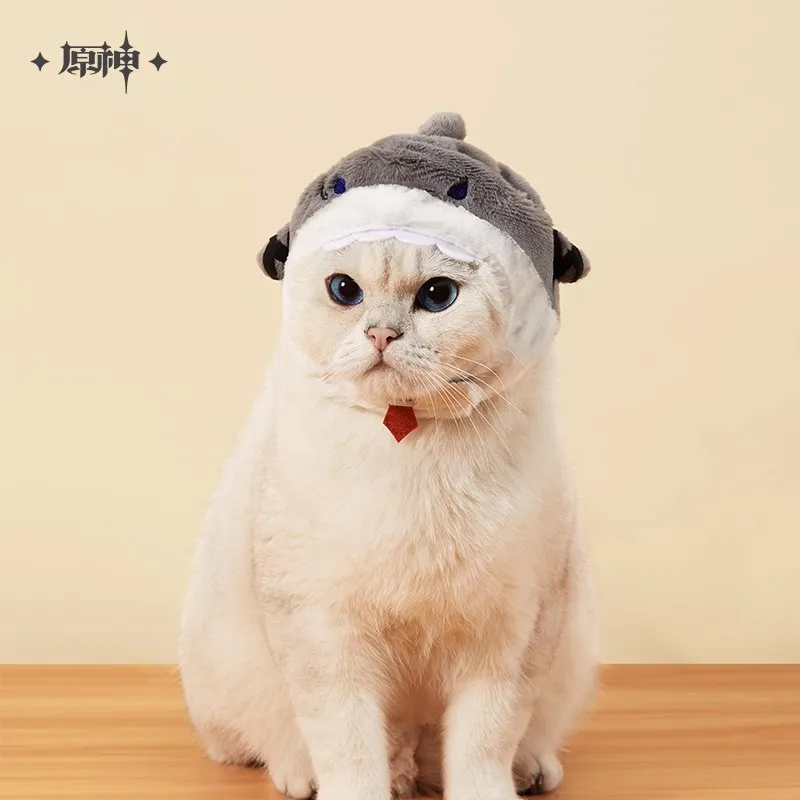 [Genuine] Game Genshin Impact Teyvat Zoo Plush head cover Anime Cosplay Diy Cat Hat Wriothesley Miko Xiao Childe Cute Hat Gift