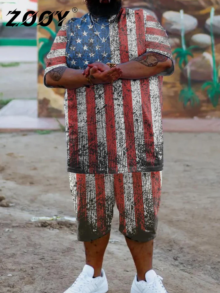 ZOOY 남성용 플러스 사이즈 패션 패션 만화 추상 그래피티, 독립 기념일 그래픽 캐주얼 반바지 세트, L-9XL Best Top5 ZOOY 남성용 플러스 사이즈 패션 패션 만화 추상 그래피티, 독립 기념일 그래픽 캐주얼 반바지 세트, L-9XL Best Top5
