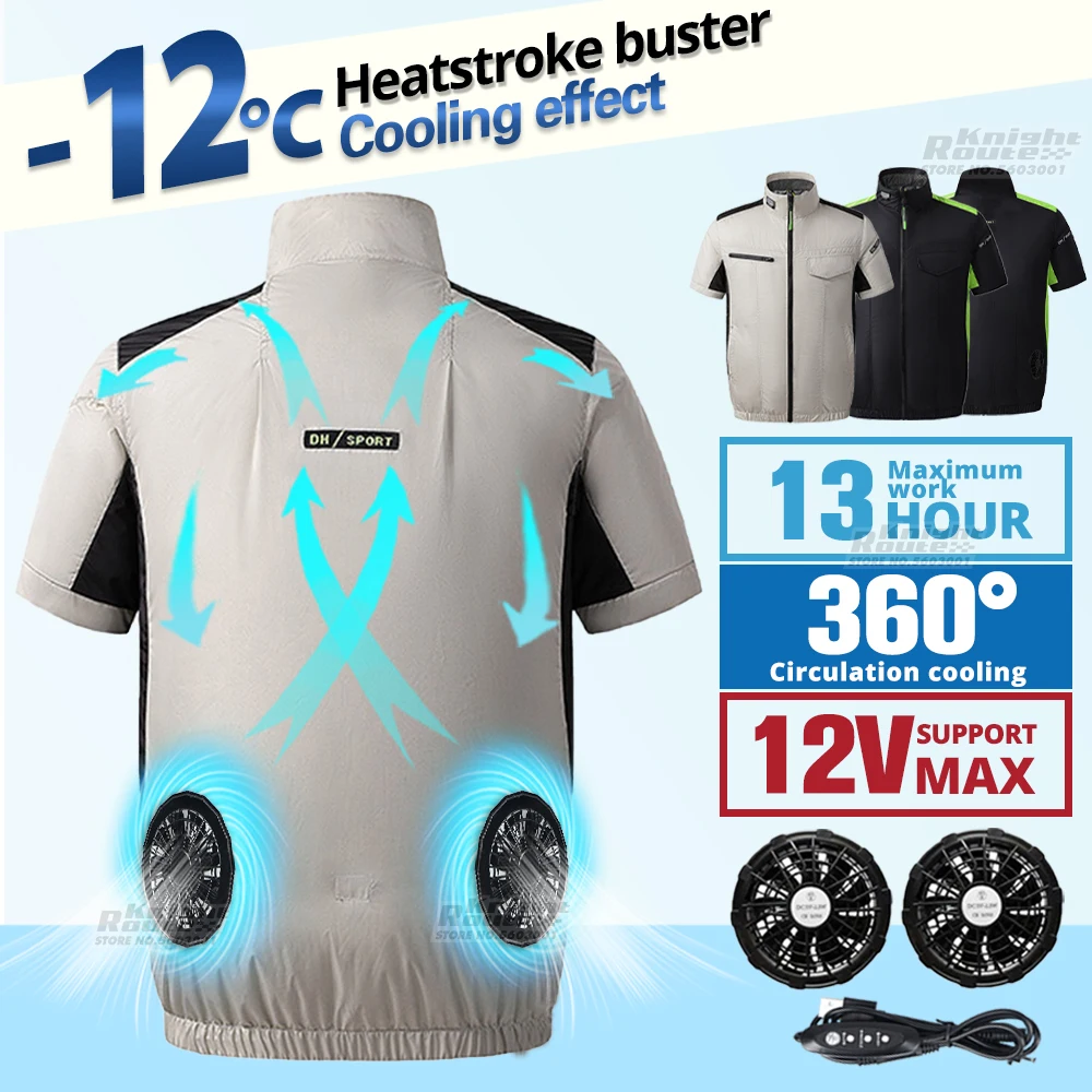 

2023 New Summer Fan Vest Men's Biker Jackets Women Vest Camping USB Charging Air Conditioning Clothes Cooling Vest For Fishing