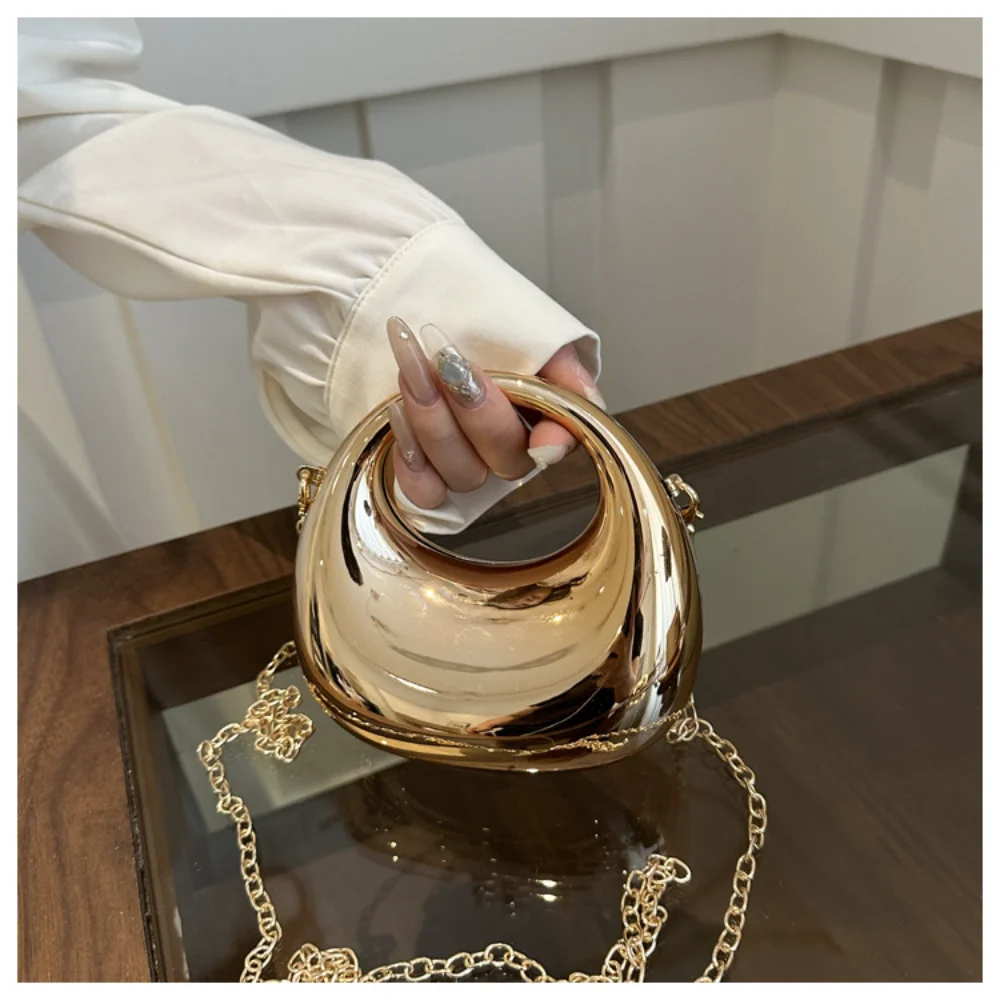 Mini Golden Evening Bag Purses and Handbags Luxury Designer Shoulder Bags Funny Shape Party Wedding Acrylic Shiny Clutch Purse