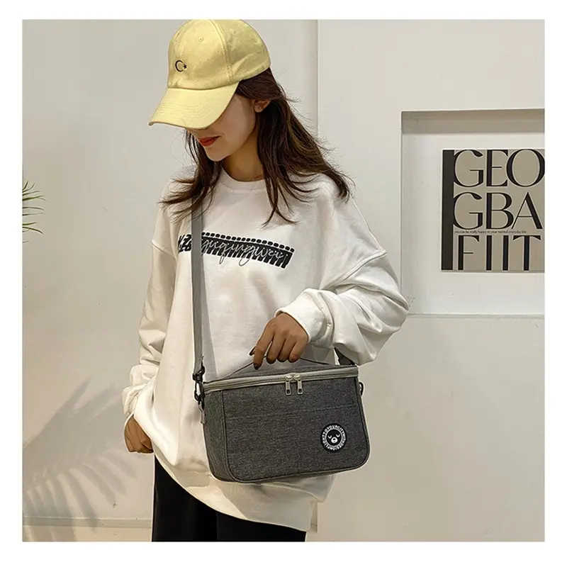 Portable Lunch Bag Food Waterproof Thermal Box Durable Office Cooler Lunchbox With Shoulder Strap Organizer Insulated Case