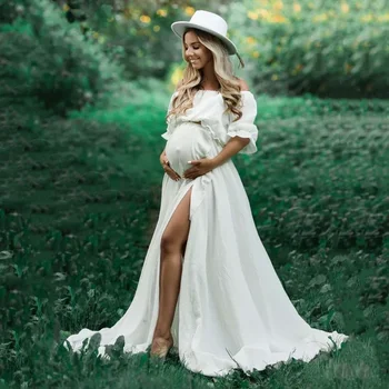 Cotton Maternity2 in1 dress Photoshoot baby shower فساتين حوامل vestidos para embarazadas Photographie de vêtements de maternité
