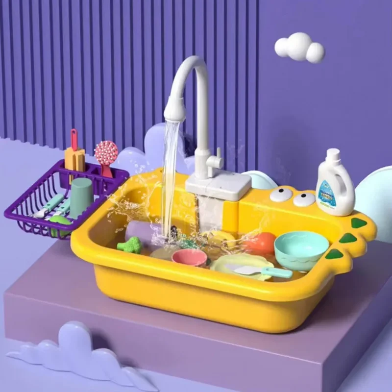 Real Dishwashers Realistic Kitchen Toys for Kids Electric Wash Dishes Kitchen Sink Cooking Dishwasher Set Set Toys