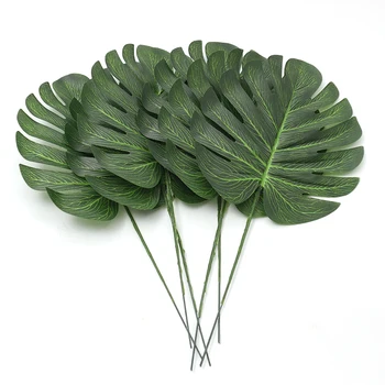 10pcs Artificial Green Turtle Palm Leaves 1