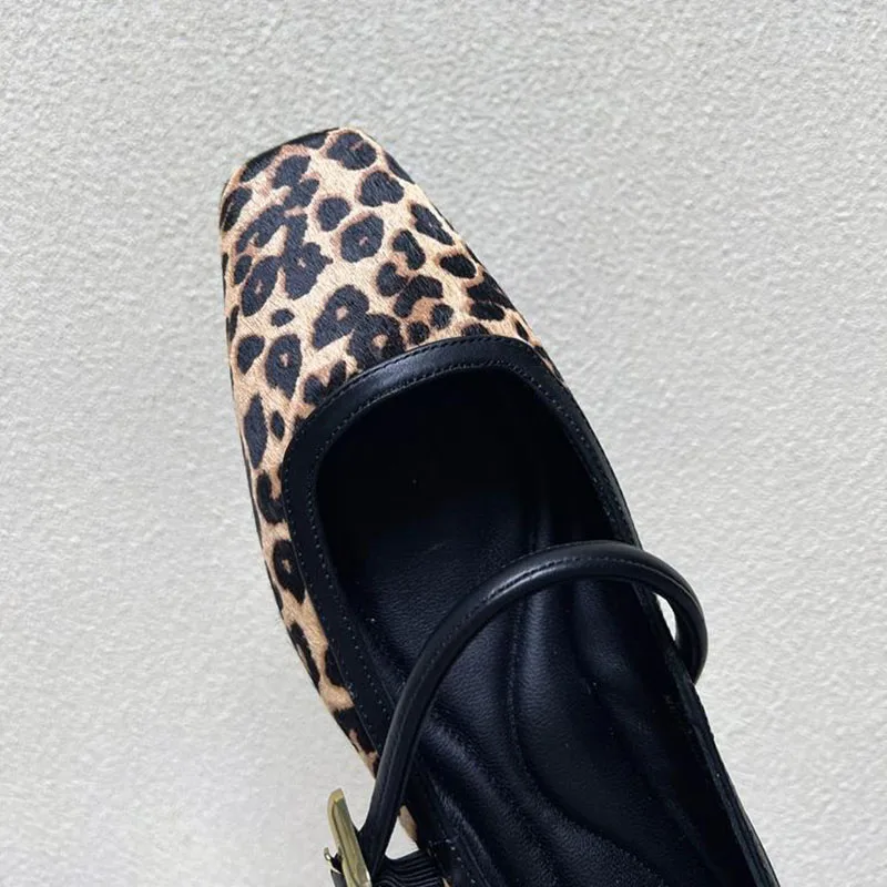 2024 New Fashion Women's Flat Shoes Round Toe Leopard Print Casual Shoes Ladies Breathable Slip-on Outdoor Soft Mary Jane Shoes 6