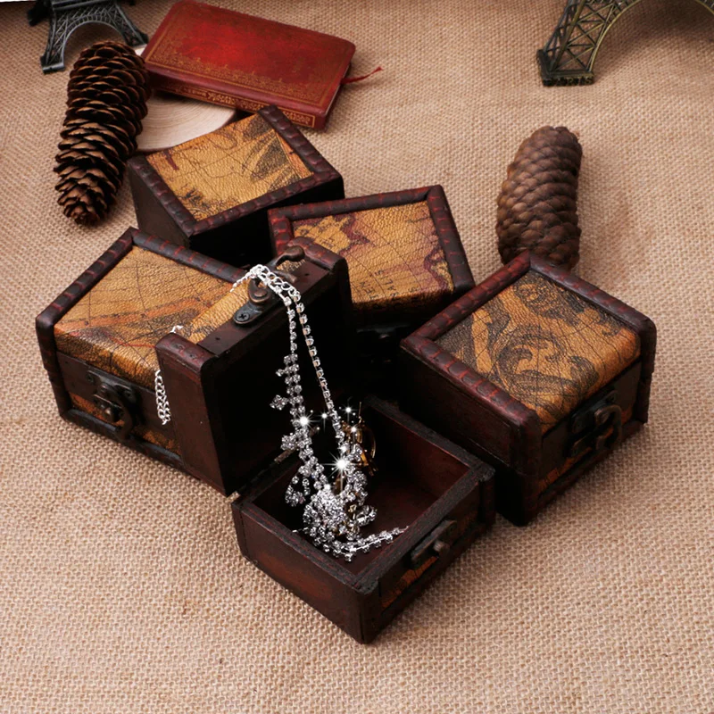 Oriental Style Jewelry and Accessories Wooden Box Country Decorative Container Retro Storage Box Jewelry Organizer