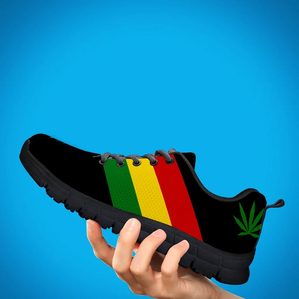 Jamaica Flag Print Female Flat Shoes Comfortable Sneakers For Women Lace Up Footwear Black Fashion Sneakers Zapatos