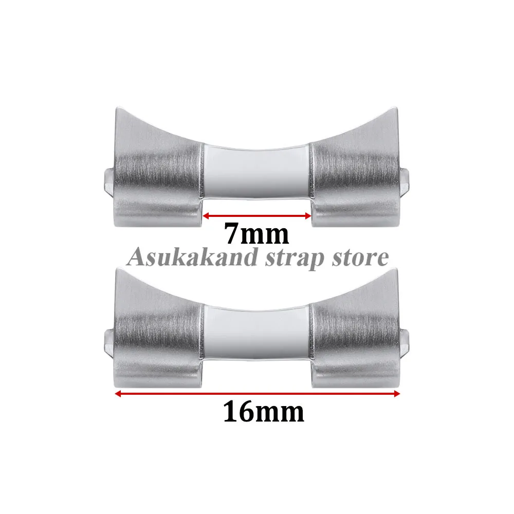 Enhanced Stainless Steel Watch Band Connector with Curved End Link - Multiple Sizes