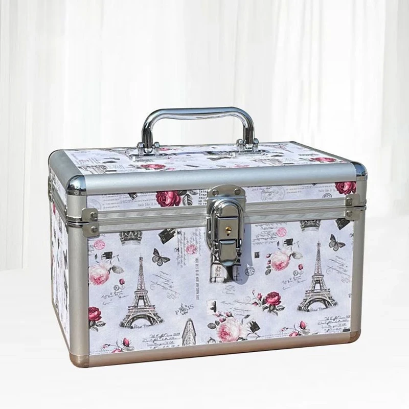 

Multifunctional Metal Cosmetics Storage Boxes New Printed Pattern Makeup Tool Organizer Large Capacity Portable Storage Boxes