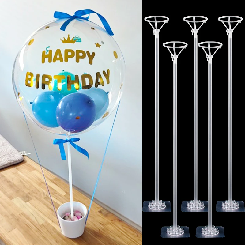 Balloon Stand Kits Balloon Sticks Self-stick Base Desktop Stand Wedding Birthday Baby Shower Party 5Set
