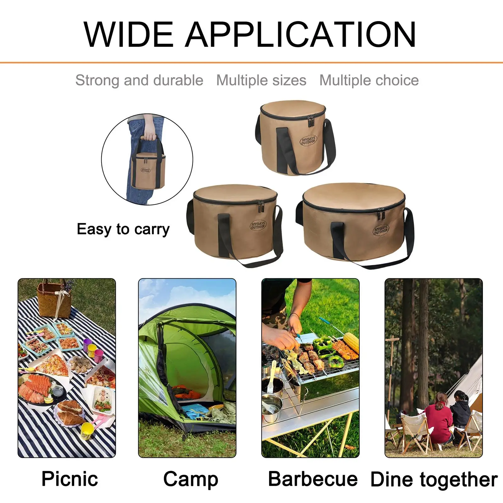 Portable Outdoor Cookware Storage Bag for Camping and Hiking