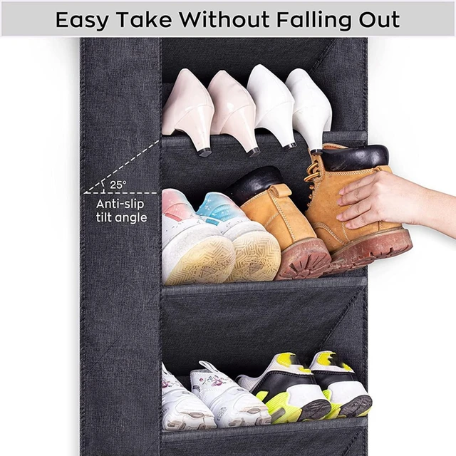 Wall Mounted Shoe Bag For Closet With Largedeep Pockets, Narrow Shoe Rack  For Door Hanging Boot Storage - AliExpress