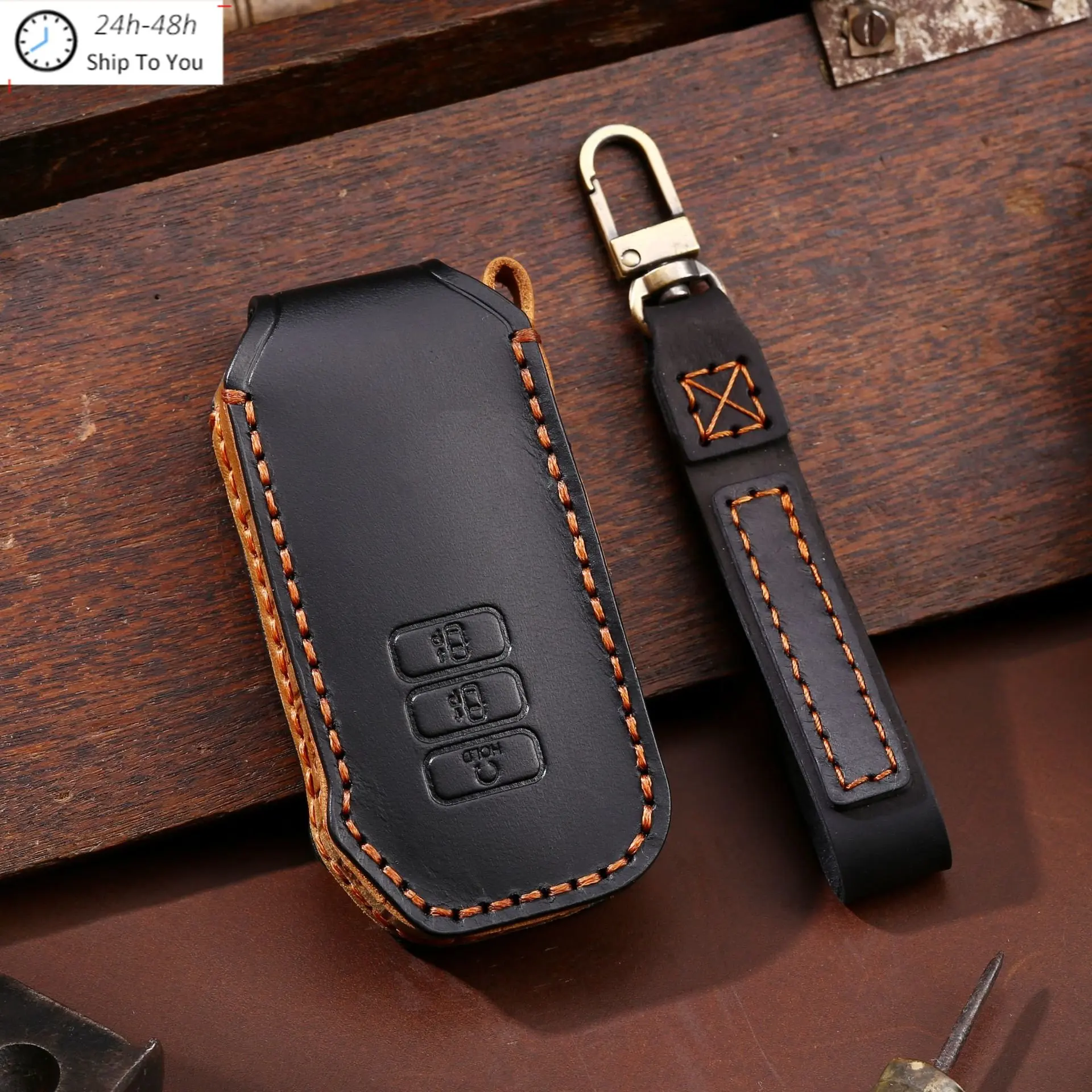 Leather Car Key Case Fob Cover Key Bag Keychain For Kia Sorento Mq4 Ev6