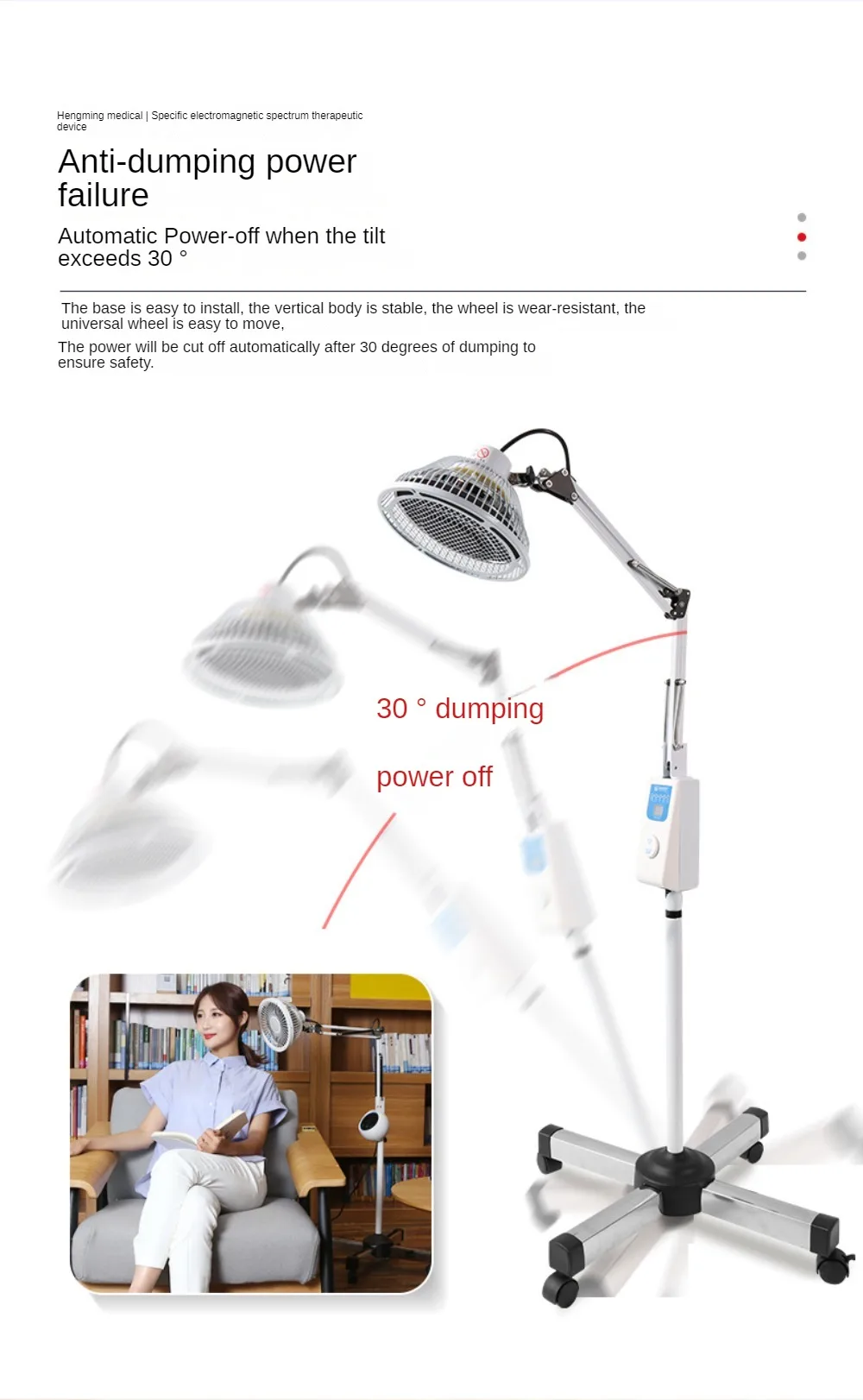 Infrared Heating Physiotherapy Lamp, Temperature Control, Medical Instrument, Electromagnetic Wave, Relieve Soreness, Inflammati