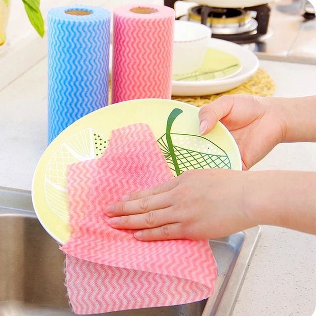 50pcs/roll Disposable Dish Cloths Multi-purpose Non-woven Cleaning Towel  Reusable Bamboo Towels For Kitchen Towel Dishes Cloth - AliExpress