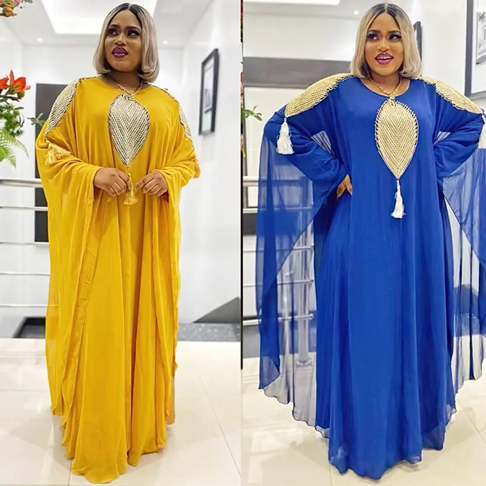 

Plus Size African Dresses for Women Chiffon Boubou Dashiki Ankara Gown Outfits Dubai Abaya Kaftan Robe Africaine Vetement Femme