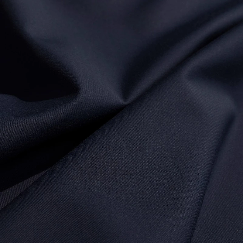 Premium Designer Navy Blue Textured Qipao Suiting Fabric - Wrinkle Resistant Twill Drape
