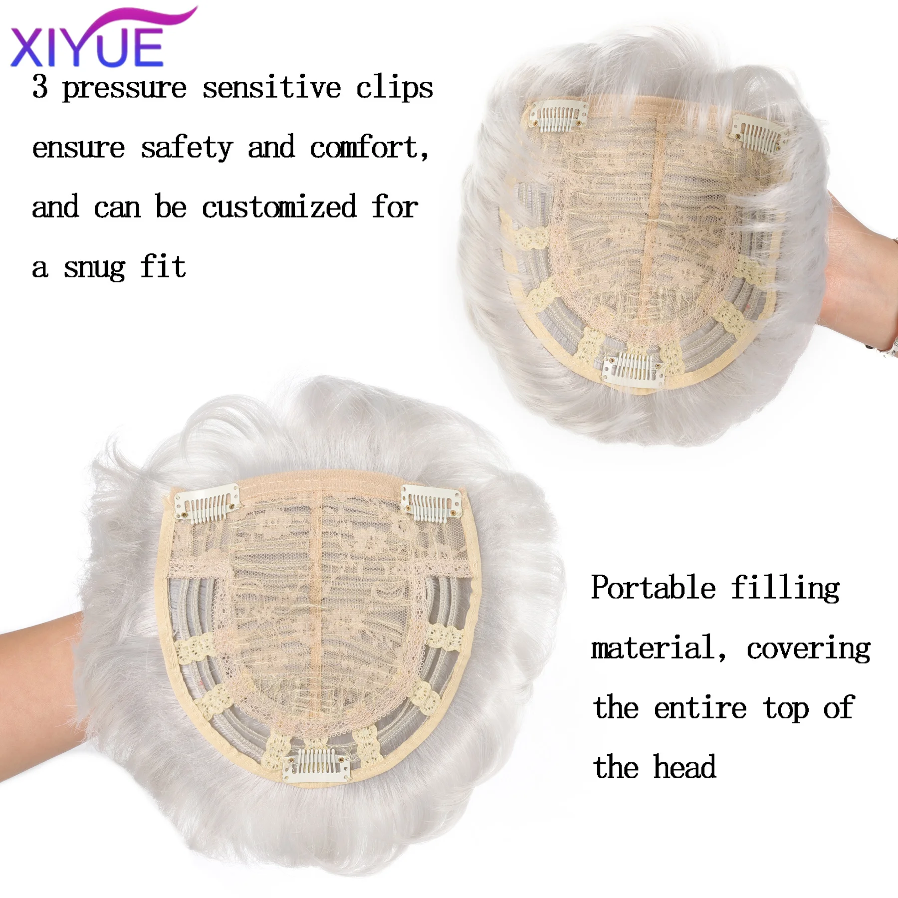 grey Blond Brown Synthetic Hair Pieces With Bangs Clip In Hair Extensions Black Hairpieces Replacement Cover White Hair For Wome