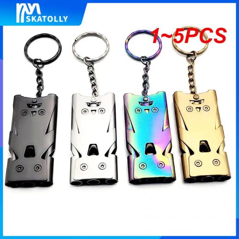 

1~5PCS Portable Whistle Stainless Steel High Decibel Triple Pipe Outdoor Life-Saving Emergency SOS Survival Whistle Keychain