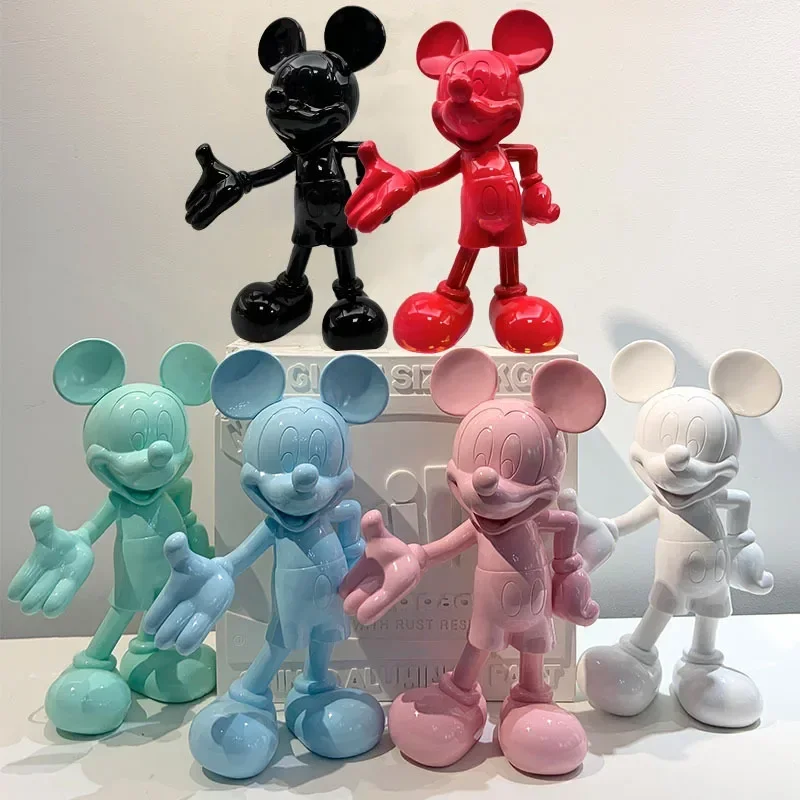 

20/29cm Disney Mickey Mouse Figure Resin Welcome Posture Action Figurines Anime Cartoon Mickey Model Statue Kids Ornament Toy Gi