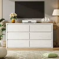 Farmhouse 6 Dresser, Anti-Tip Wooden Storage Cabinet With Drawers  For Bedroom, Living Room & Hallway 3