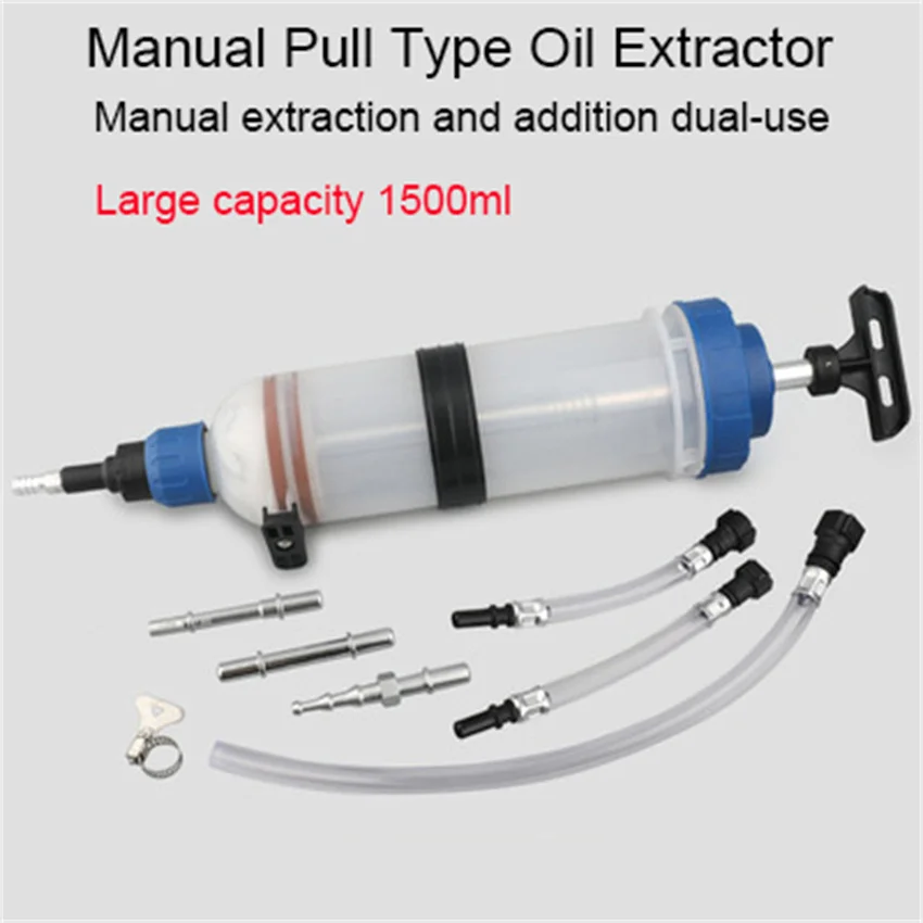1500ml Car Oil Extractor Automotive Fuel Brake Liquid Extraction Transfer Filling Syringe Gearbox Oil Changing Hand Pump