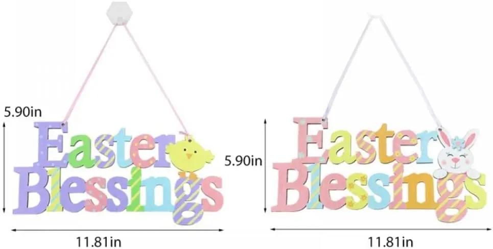 

HAOSHICS Easter Gift Happy Easter Wooden Rabbit Hanging Festival Wall Door Decorative Sign Hanger Home Decoration