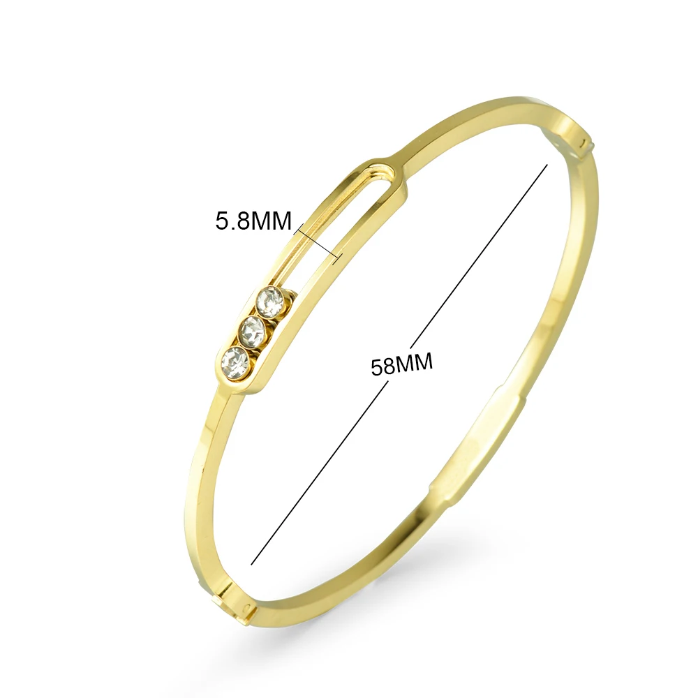 Popular classic women's stainless steel 18k gold bracelet sliding set diamond bracelet