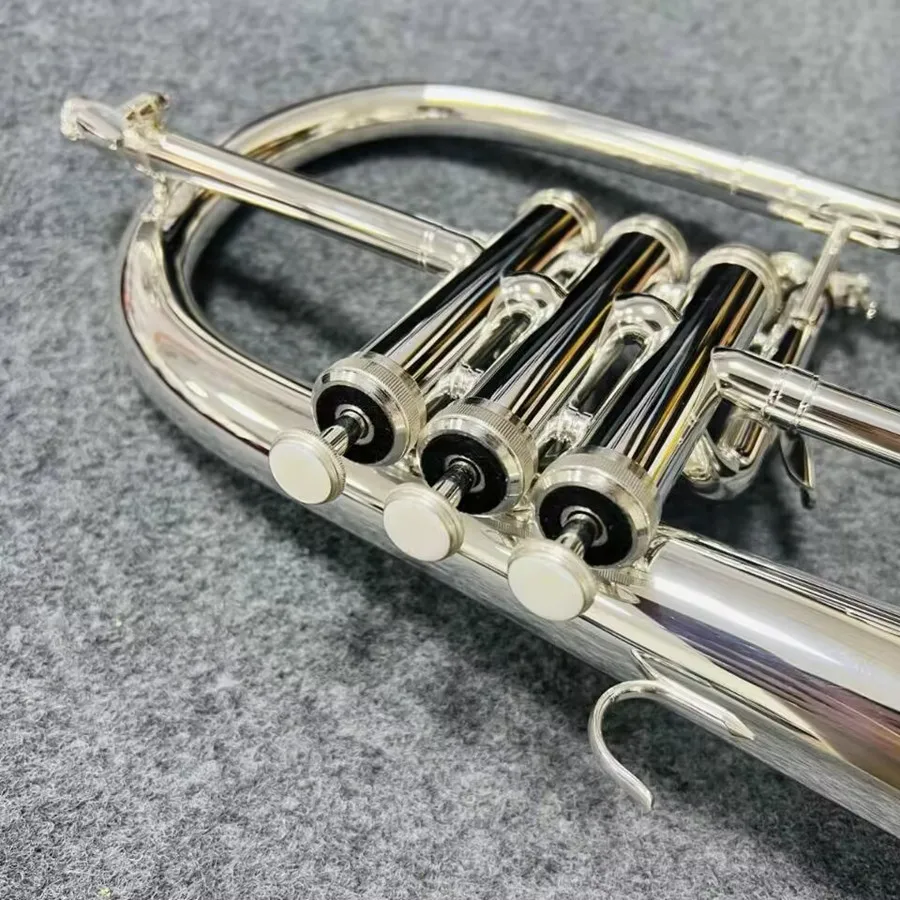 Professional flugelhorn B-flat all silvering made flugelhorn jazz instrument soft sound professional-grade tone trumpet horn