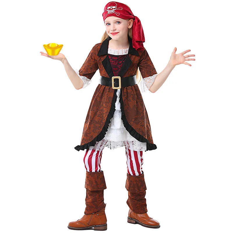 

Deluxe Pirate Costume Cosplay Carnival Performance Party Dress Up for Kids