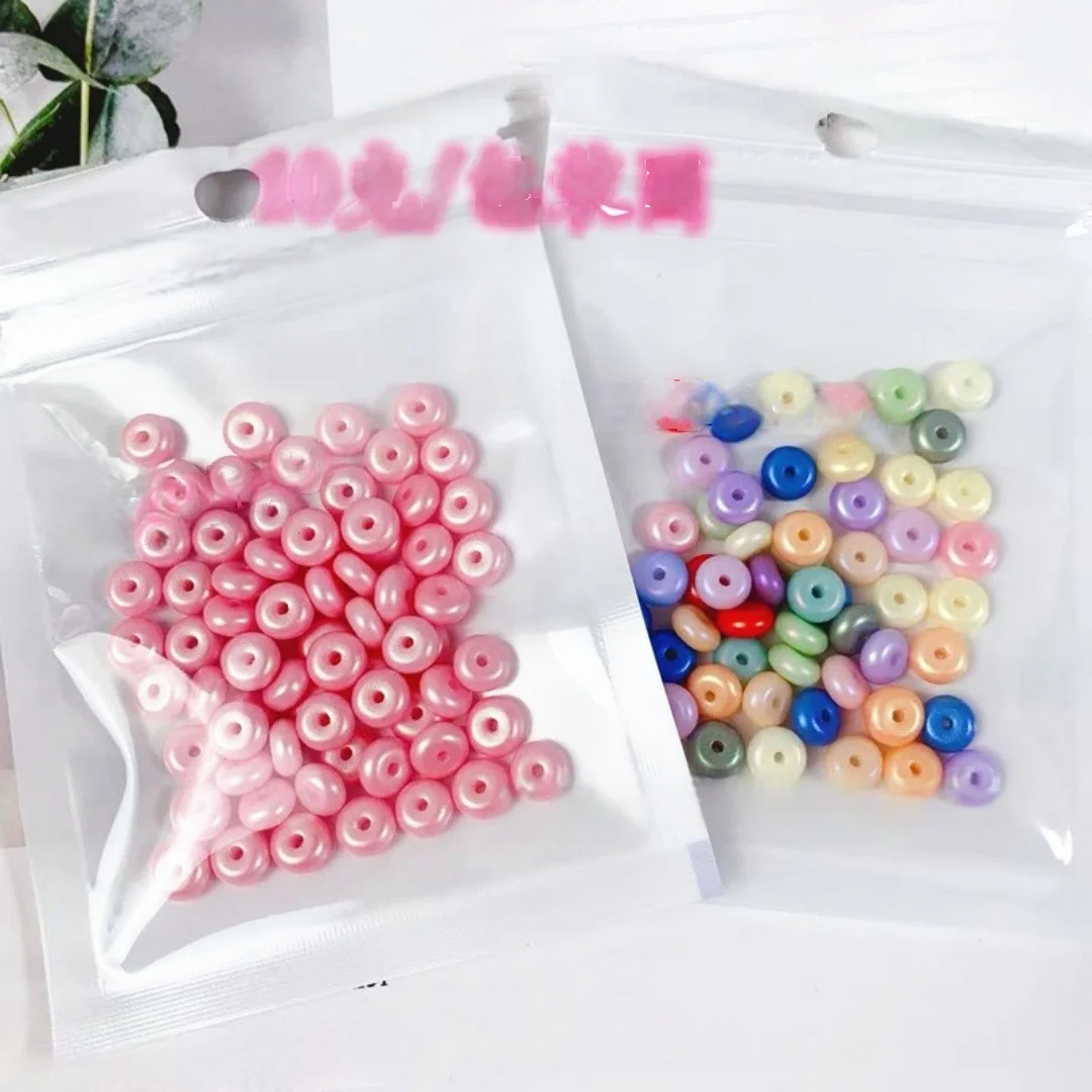3x6mm 모조 진주 컬러 유리 주판 비즈, 휠 비즈, 안전 버클, 수제 DIY 비드 비즈, 루즈 비즈 55pcs