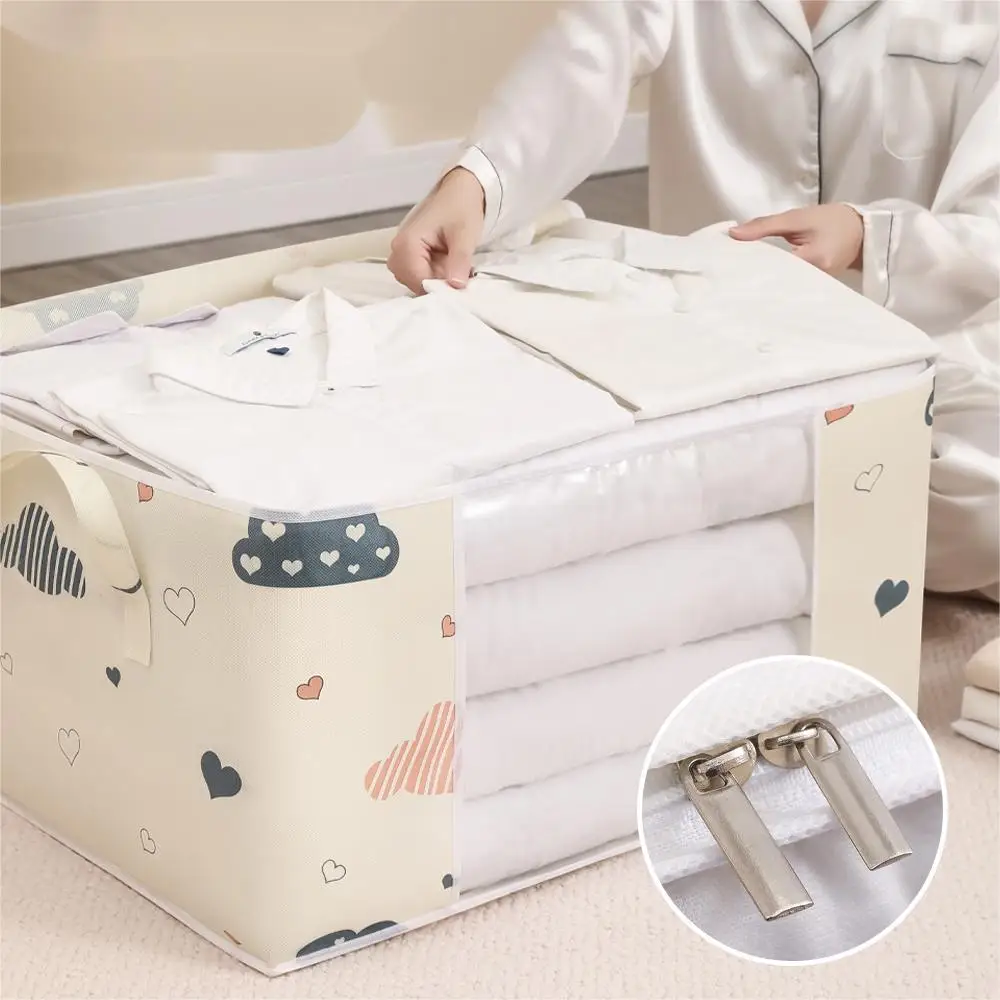 Dustproof Large Capacity Storage Bag, Quilt & Clothes Organizer With Zipper And Handles For Closet 4
